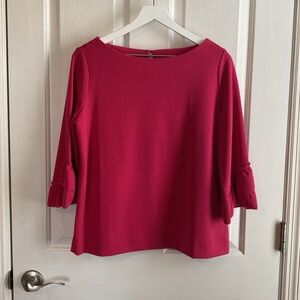 Talbots Womens Fuchsia Boatneck ¾ Bell Sleeve Top Size XLP